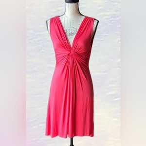 Forever 21 Deep V-Neck Sleeveless Dress, Gathered Knot Detail (L) NWT - Coral